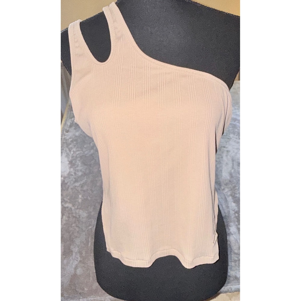 Jordan Flight Tank Top Women XL Tan Excellent One Shoulder Cutout‎ Ribbed
